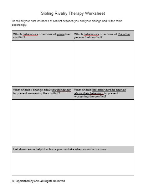 sibling rivalry handout.